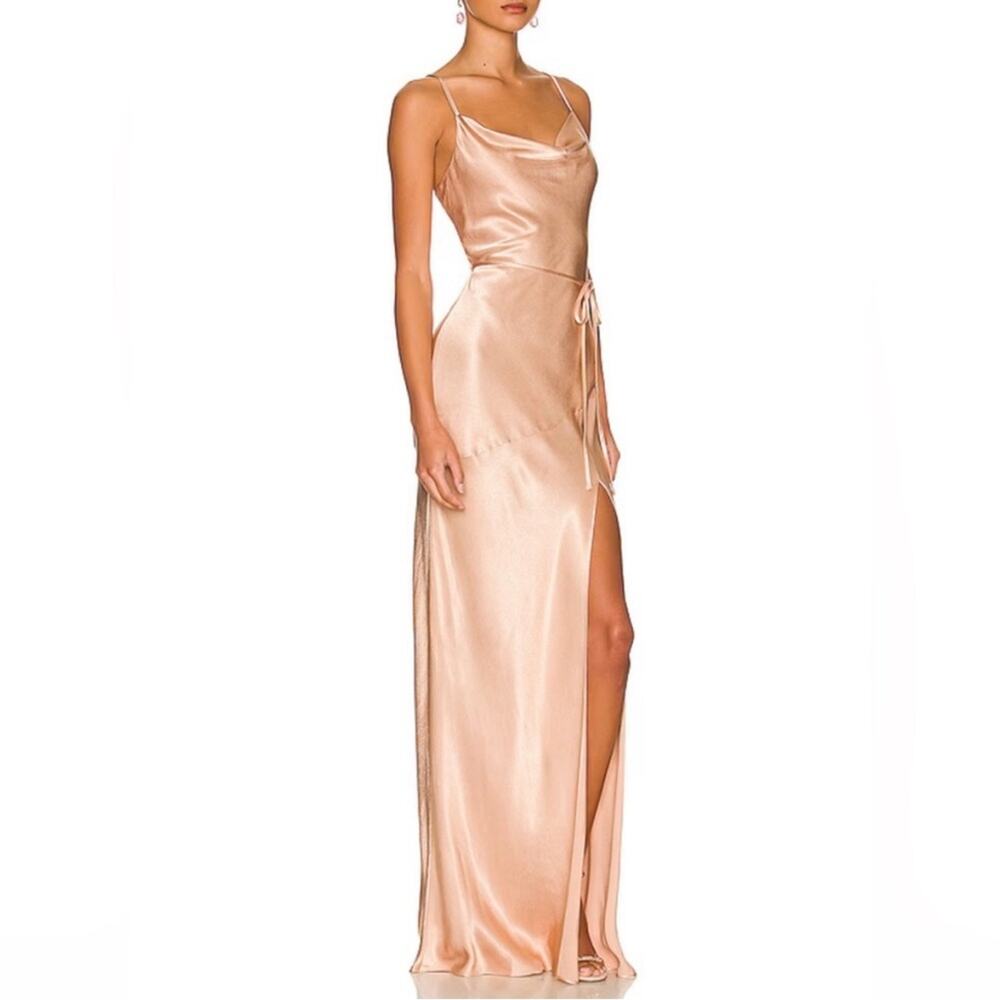 Shona Joy La Lune Bias Cowl Maxi Dress Satin Desert Rose size 10